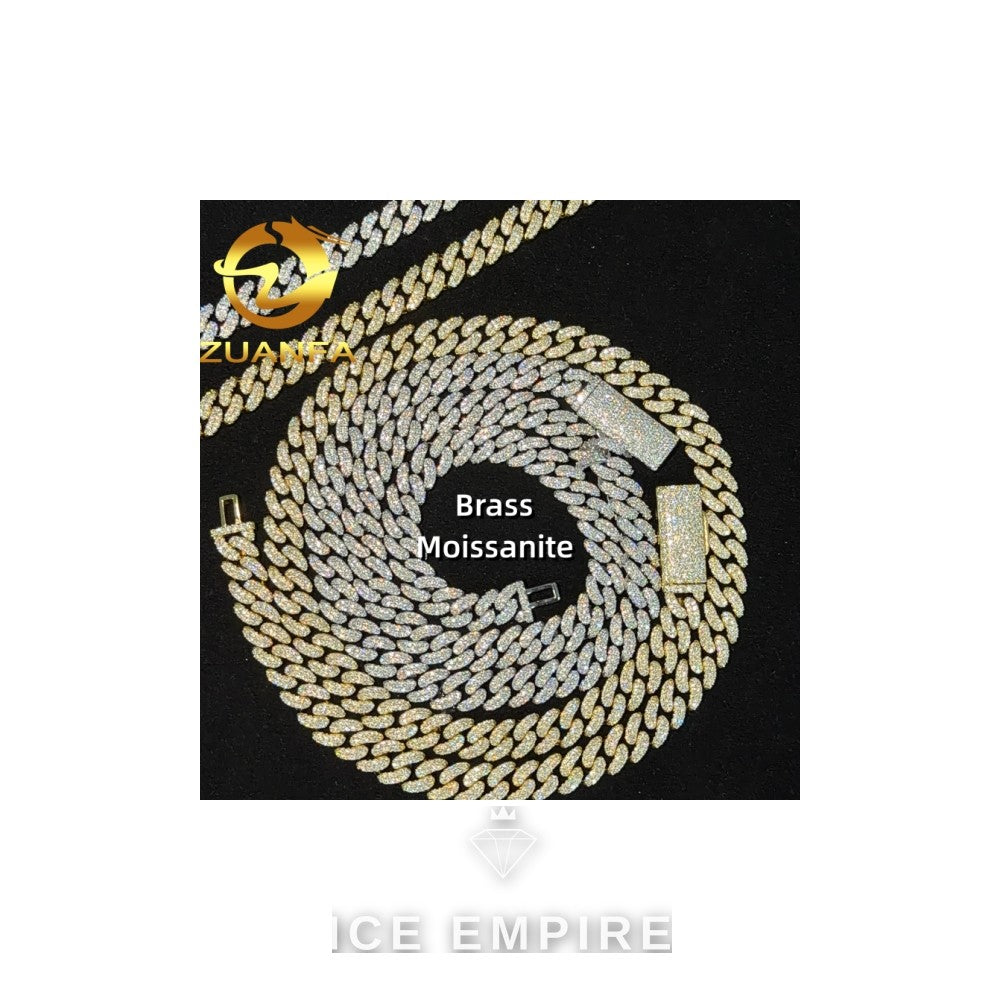 Iced Out 925 Silver Moissanite Cuban Chain
