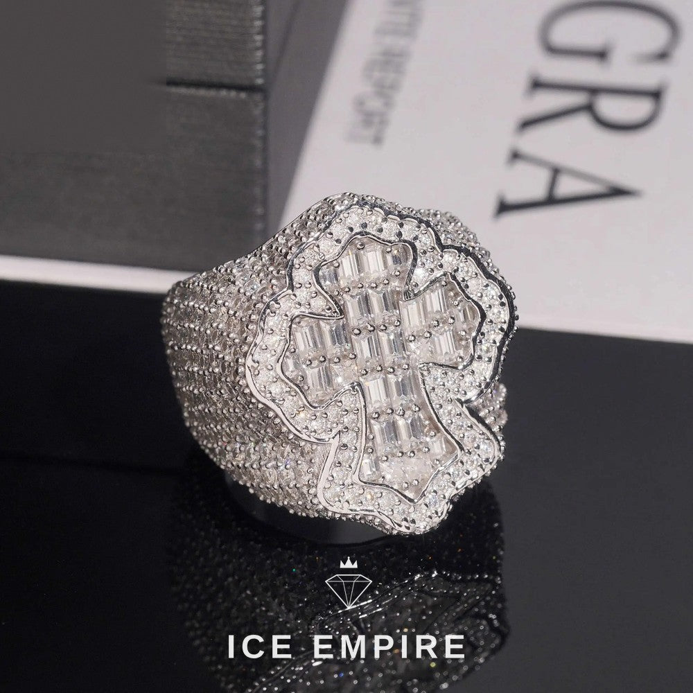 Iced Out Baguette Rose Gold Plated Moissanite Ring