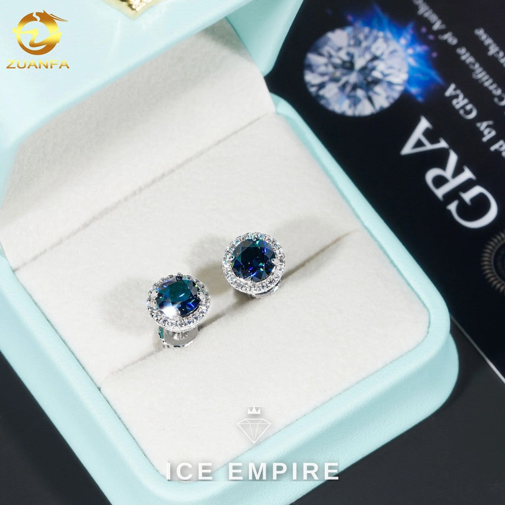 Iced Out 925 Silver Moissanite Stud Earrings