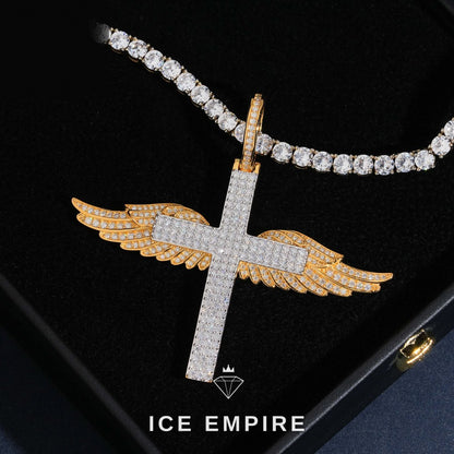 Iced Out Cross Gold Plated Moissanite Pendant