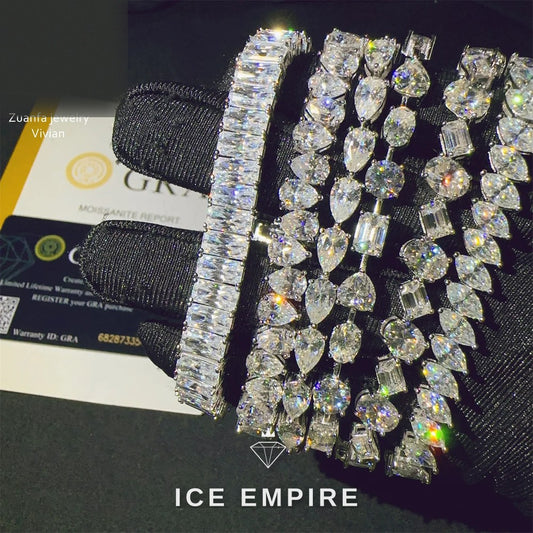 Iced Out 925 Silver Moissanite Tennis Chain