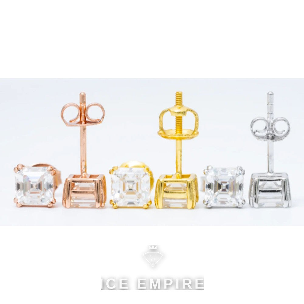 Iced Out Gold Plated Moissanite Stud Earrings