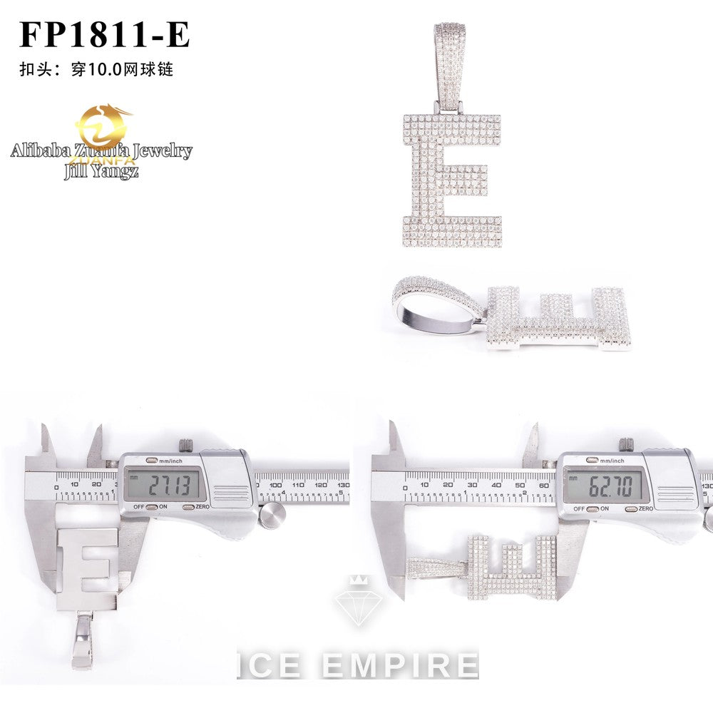 Iced Out Baguette 925 Silver Pendant