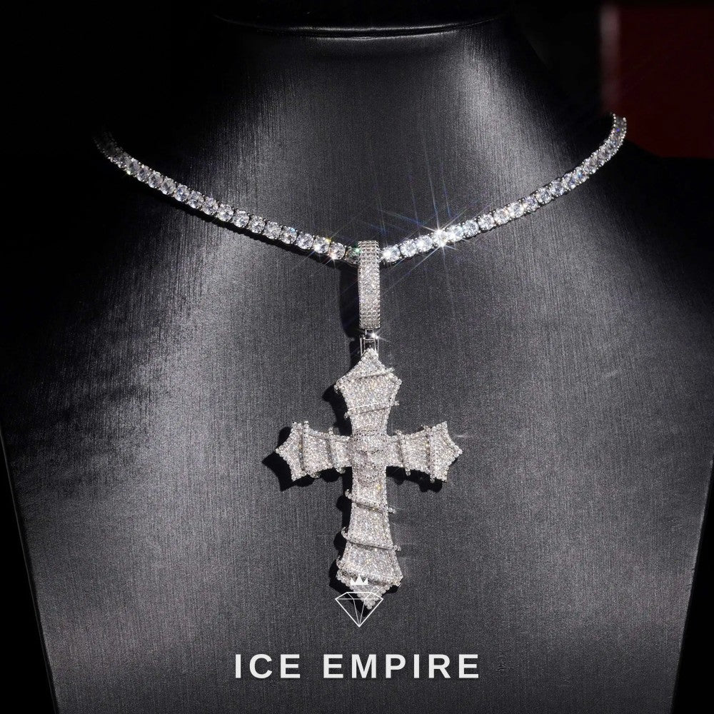 Iced Out Cross Rose Gold Plated Moissanite Pendant