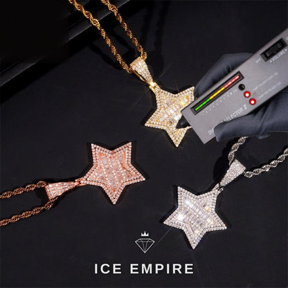 Iced Out Baguette Rose Gold Plated Moissanite Pendant