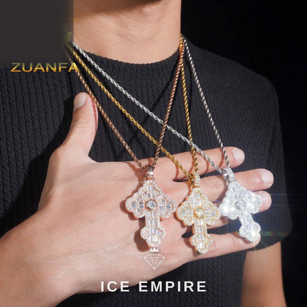 Iced Out Baguette Rose Gold Plated Moissanite Pendant