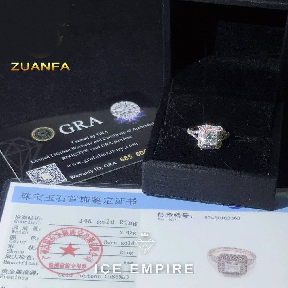 Iced Out Rose Gold Moissanite Engagement Ring