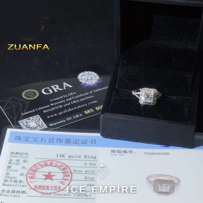 Iced Out Rose Gold Moissanite Engagement Ring