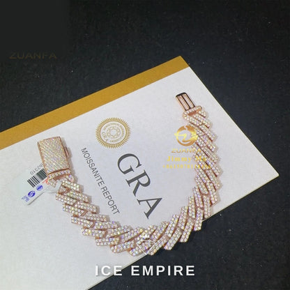 Iced Out Rose Gold Moissanite Cuban Chain