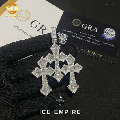 Iced Out Baguette Rose Gold Plated Moissanite Pendant