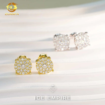 Iced Out Cluster 925 Silver Lab Grown Diamond Earrings