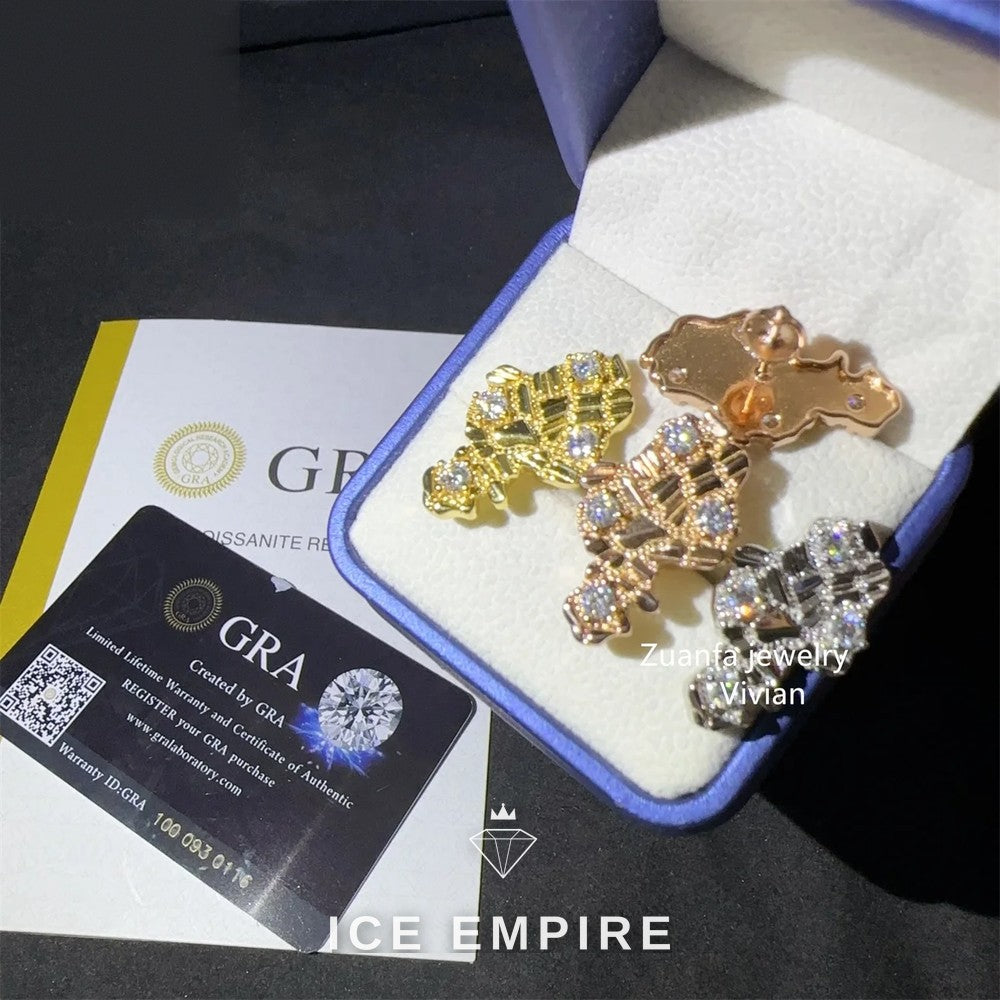 Iced Out 925 Silver Moissanite Earrings