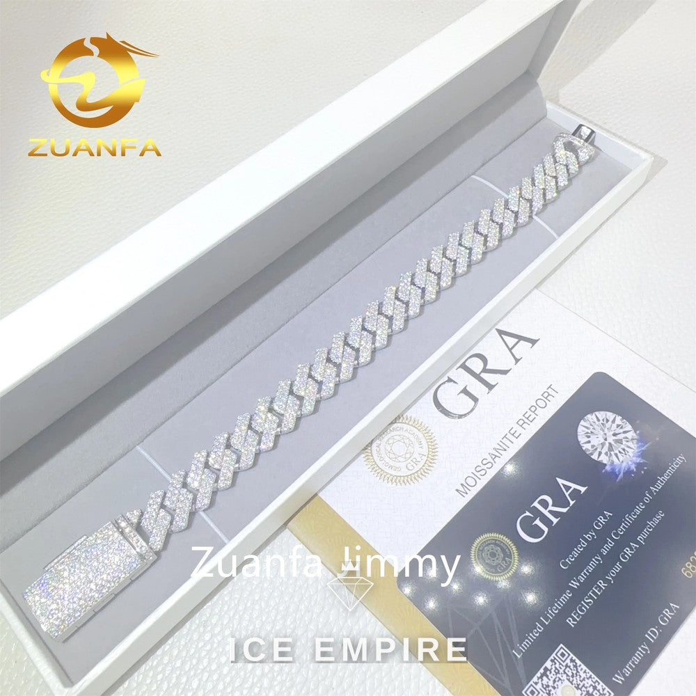 Iced Out 925 Silver Moissanite Cuban Chain