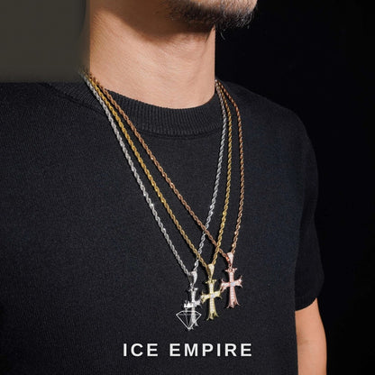 Iced Out Cross Gold Plated Moissanite Pendant