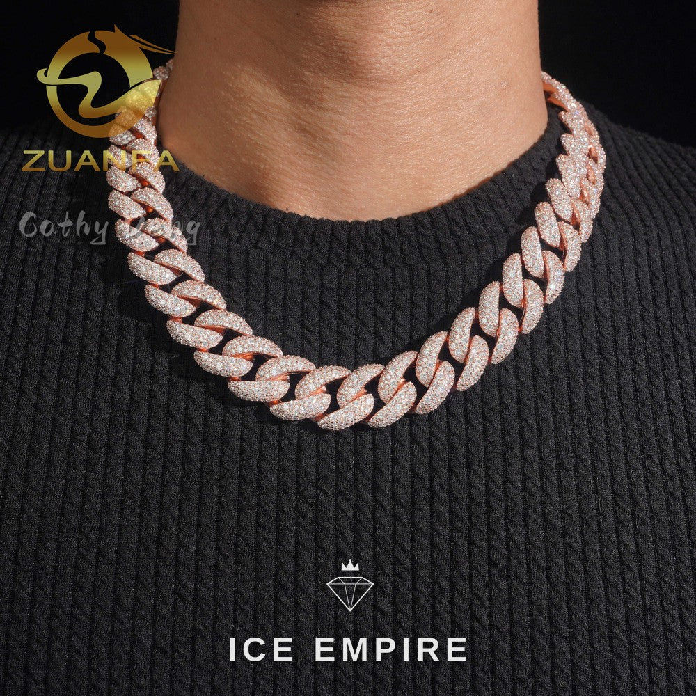 Iced Out Rose Gold Plated Moissanite Cuban Chain