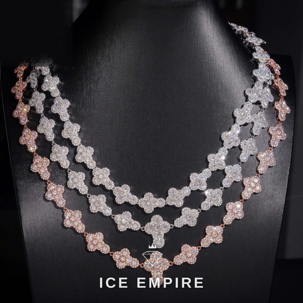 Iced Out Cross Rose Gold Plated Moissanite Cuban Chain