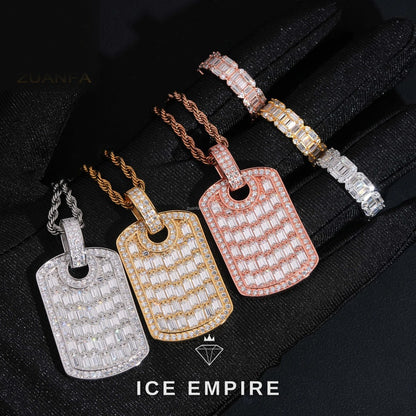 Iced Out Baguette 925 Silver Moissanite Pendant