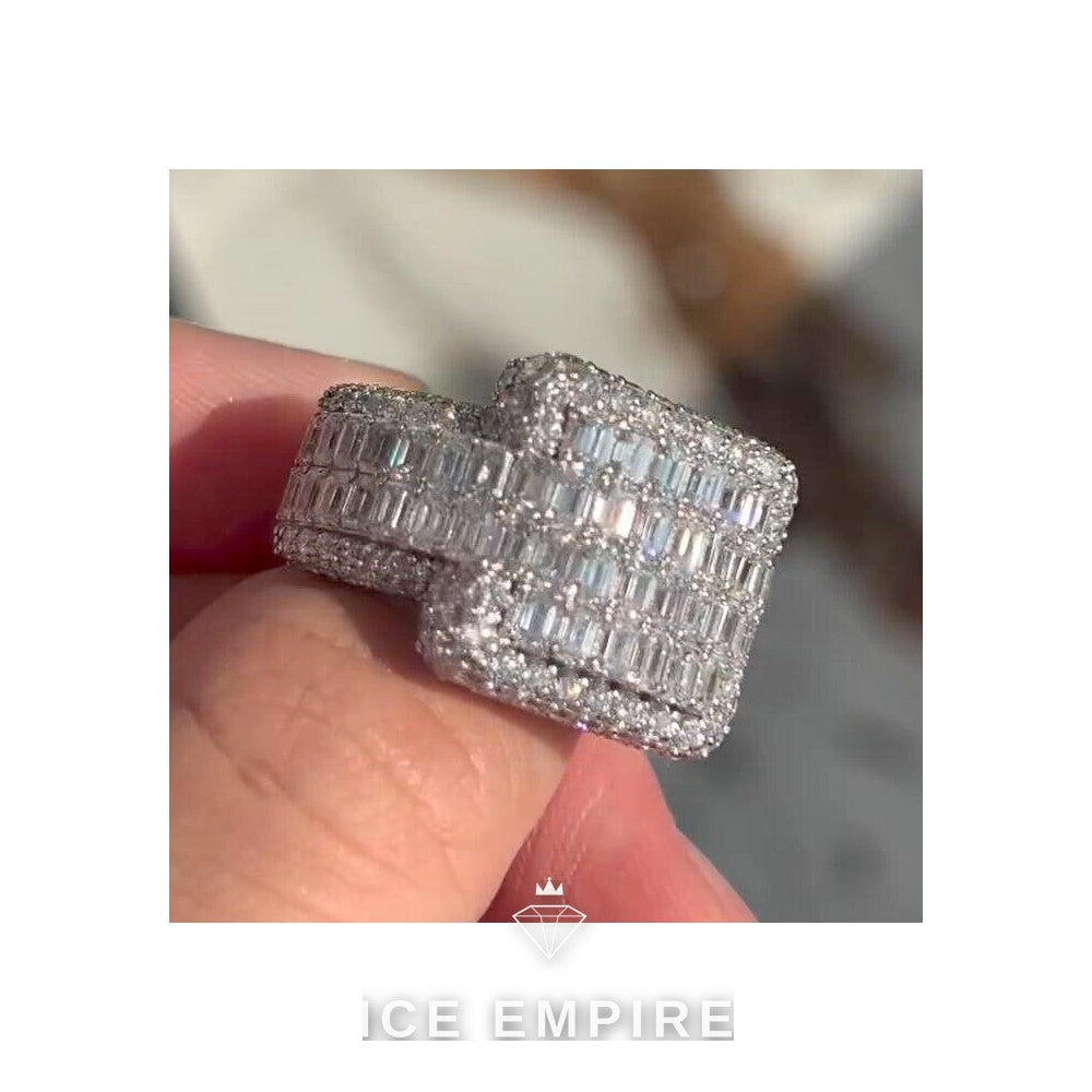 Iced Out 925 Silver Moissanite Ring