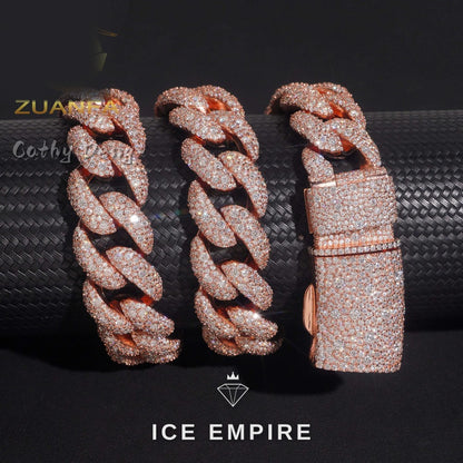 Iced Out Rose Gold Plated Moissanite Cuban Chain