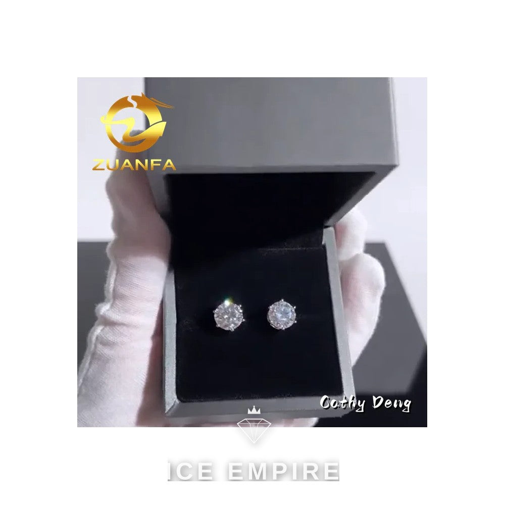 Iced Out 18K Gold Moissanite Earrings