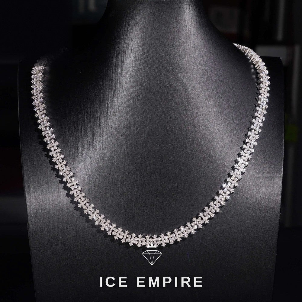 Iced Out Cross Rose Gold Plated Moissanite Cuban Chain