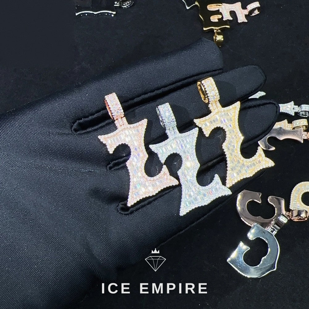 Iced Out Baguette Rose Gold Plated Moissanite Pendant