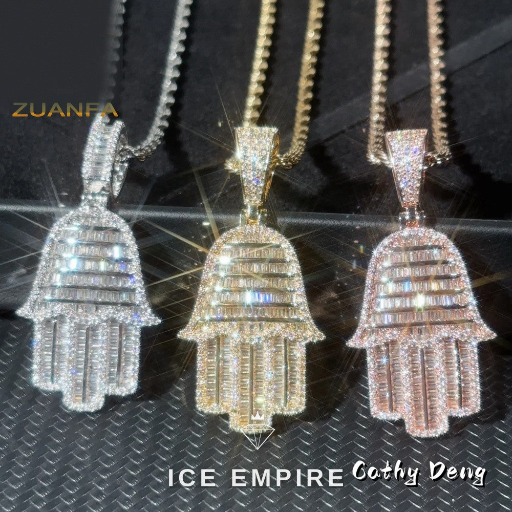 Iced Out Baguette Rose Gold Plated Moissanite Pendant