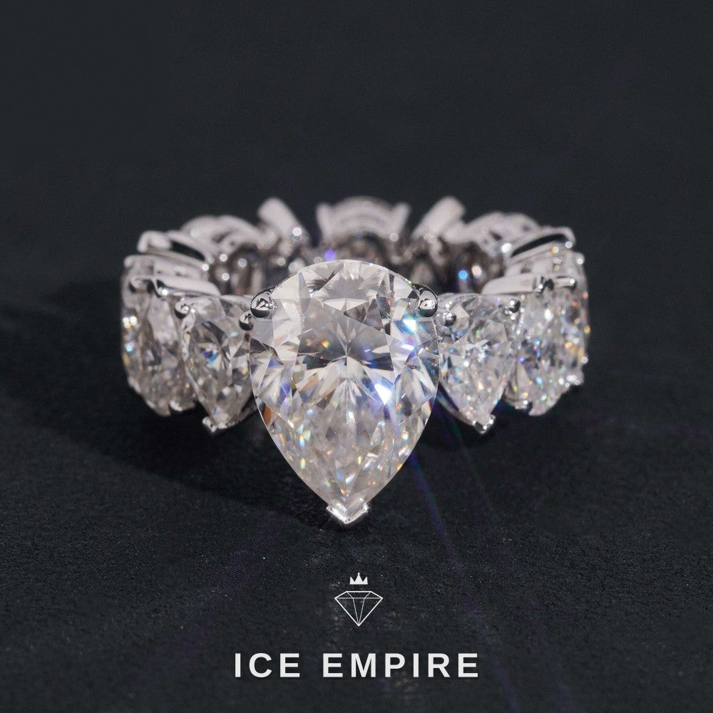 Iced Out 10K Gold Moissanite Ring