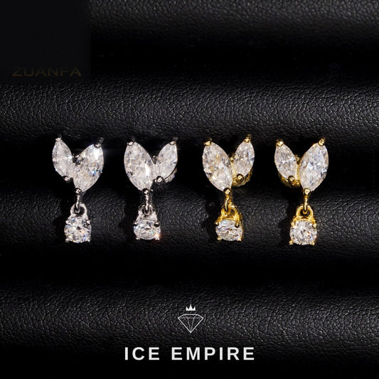 Iced Out 925 Silver Moissanite Earrings