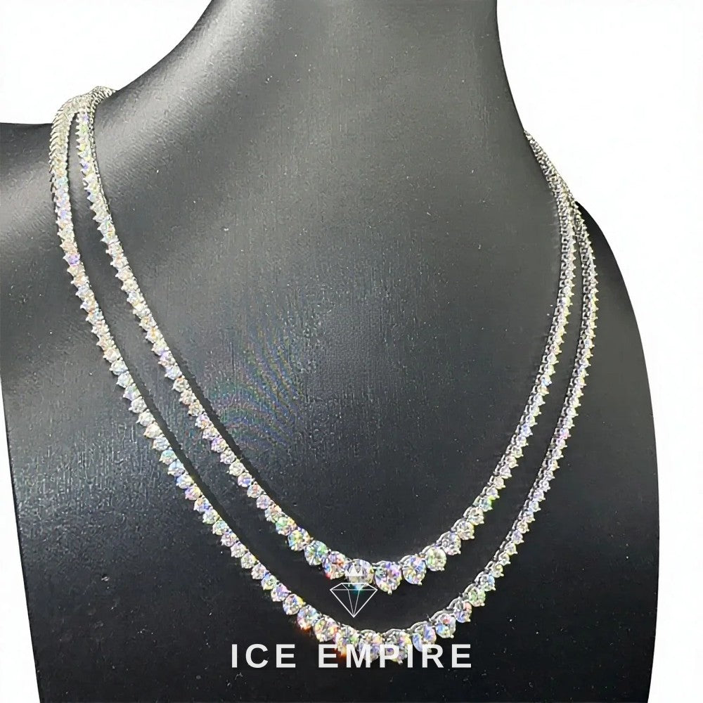 Iced Out Cluster 925 Silver Moissanite Cuban Chain