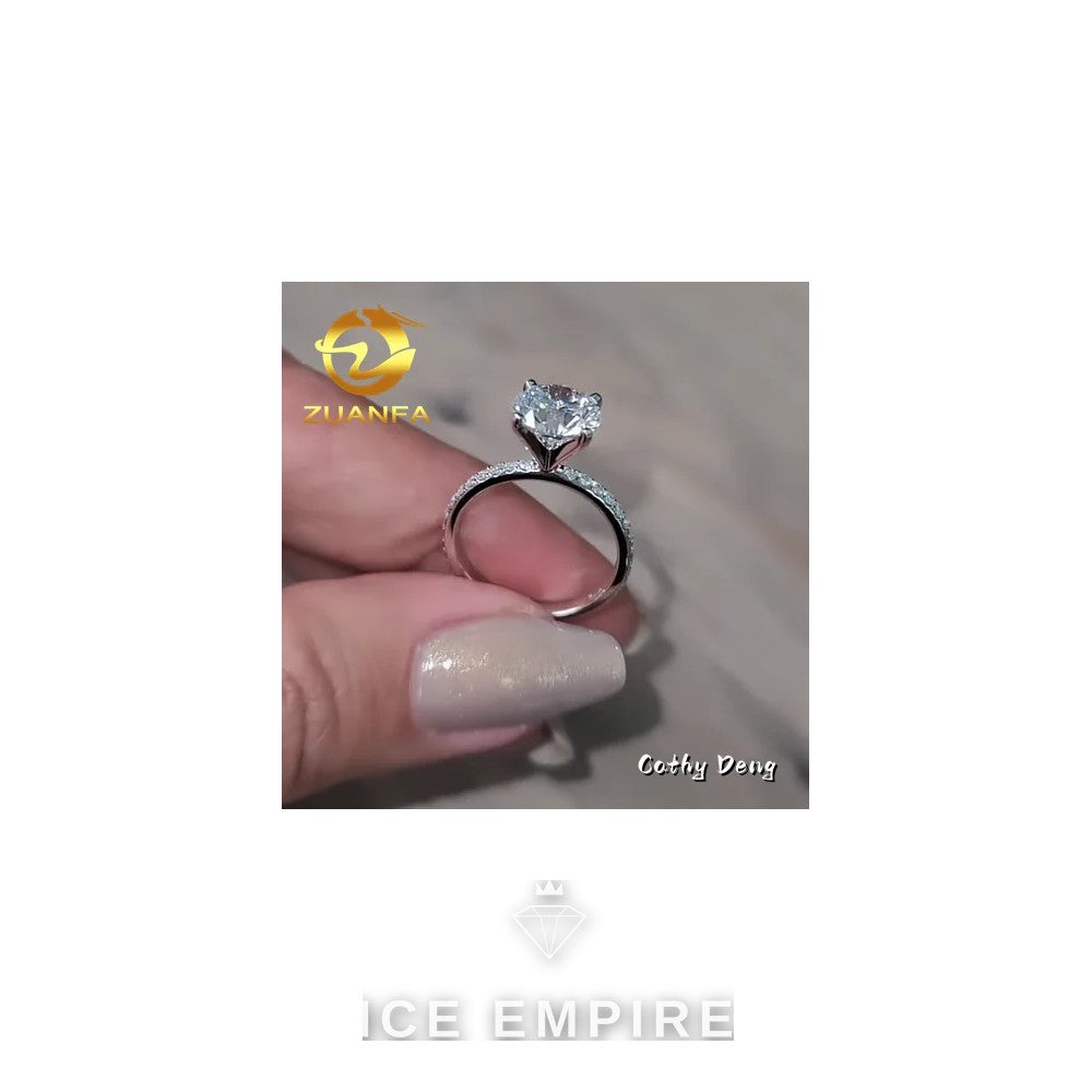 Iced Out 925 Silver Moissanite Engagement Ring