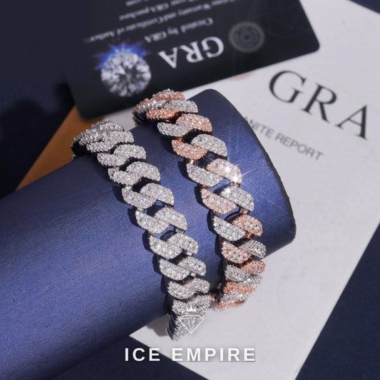 Iced Out 925 Silver Moissanite Cuban Chain
