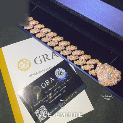 Iced Out Rose Gold Plated Moissanite Cuban Chain