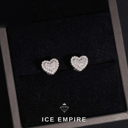 Iced Out Heart 14K Gold Moissanite Stud Earrings