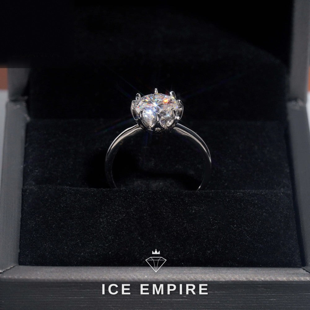 Iced Out 925 Silver Moissanite Engagement Ring