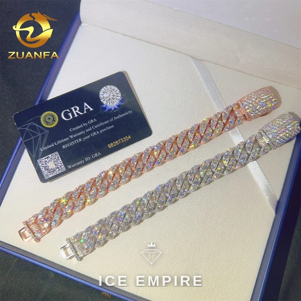 Iced Out 925 Silver Moissanite Cuban Chain
