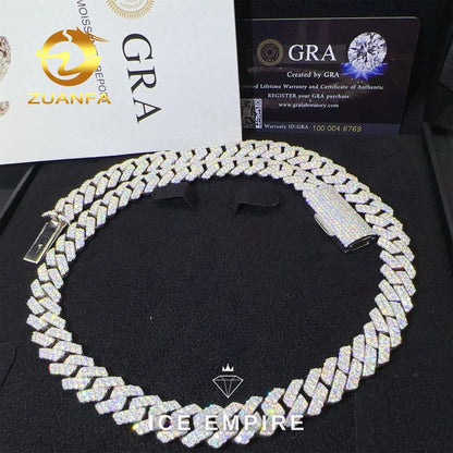 Iced Out 925 Silver Moissanite Cuban Chain