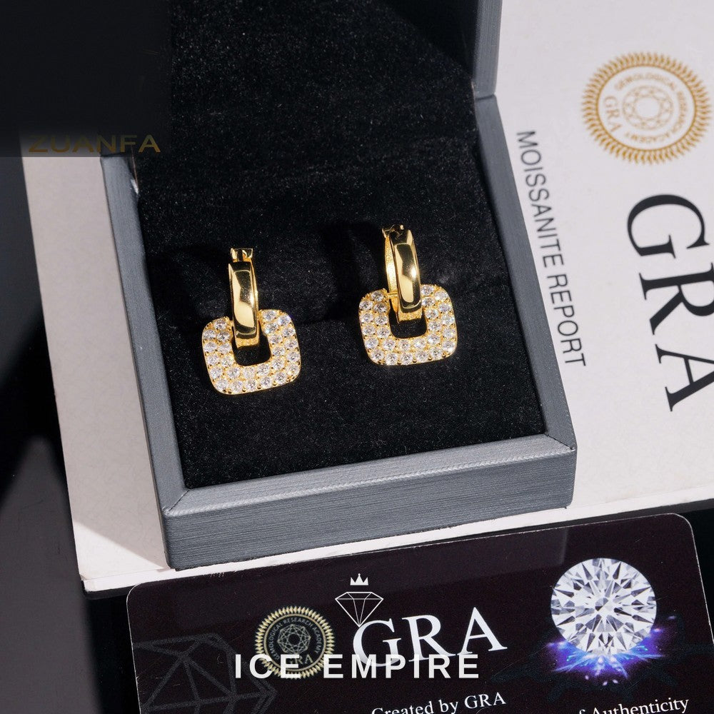 Iced Out 925 Silver Moissanite Earrings