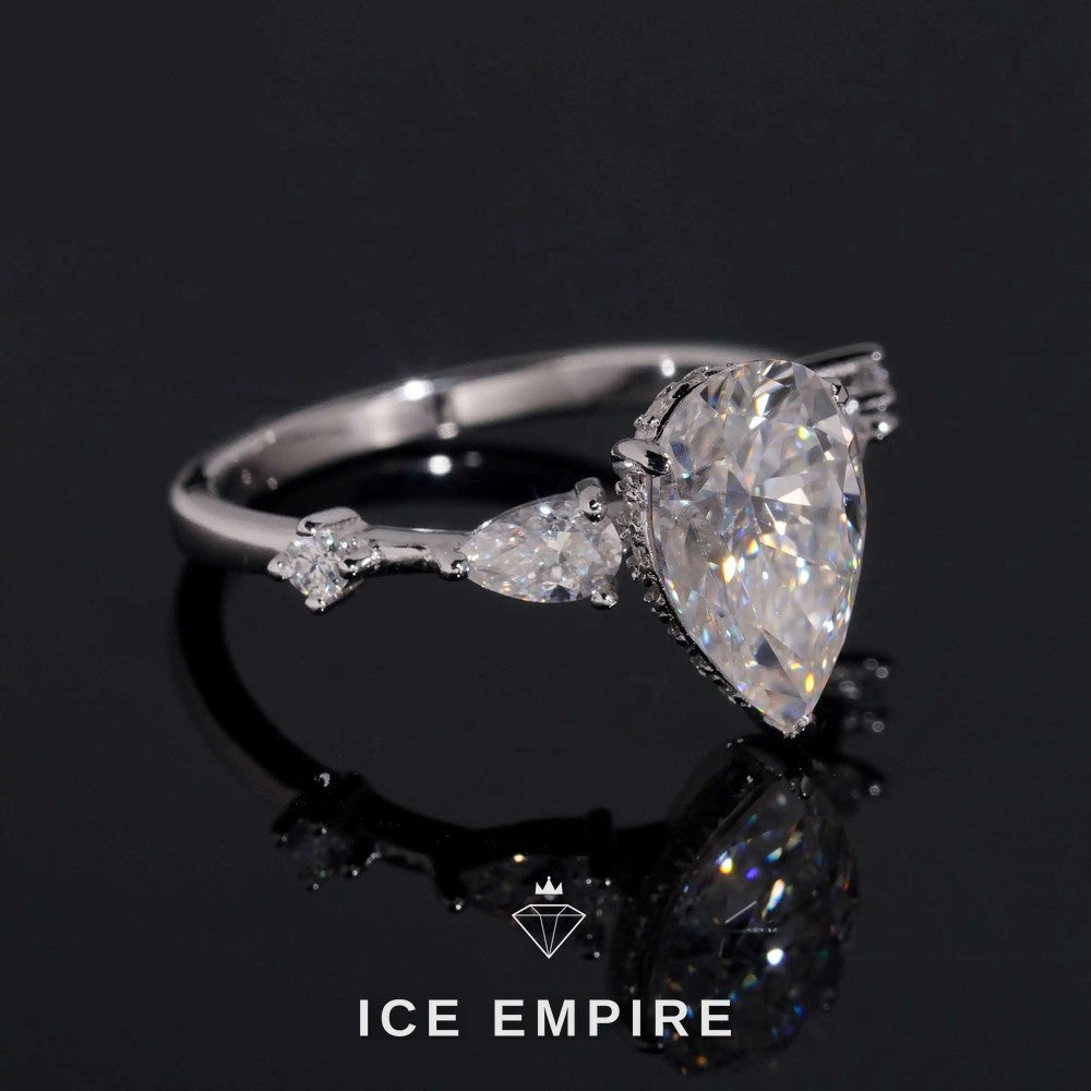 Iced Out 18K Gold Moissanite Wedding Band