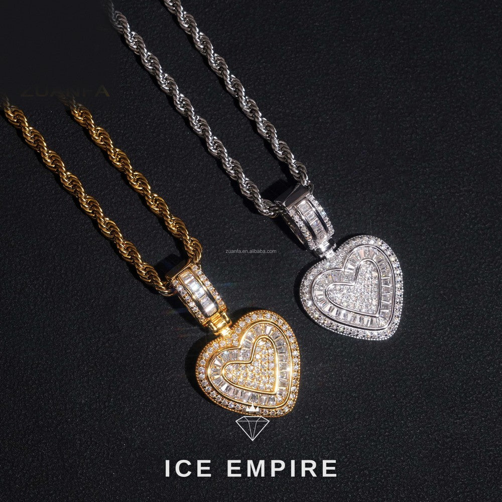 Iced Out Heart Gold Plated Moissanite Pendant