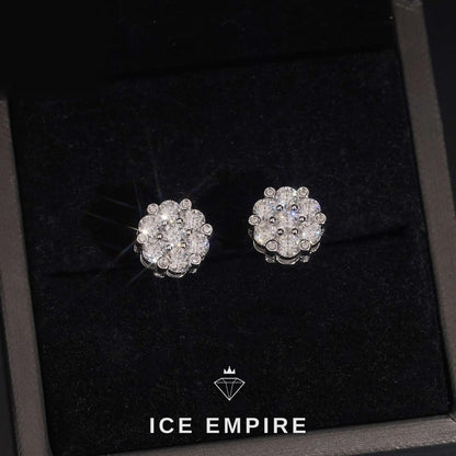 Iced Out Cluster 925 Silver Moissanite Stud Earrings