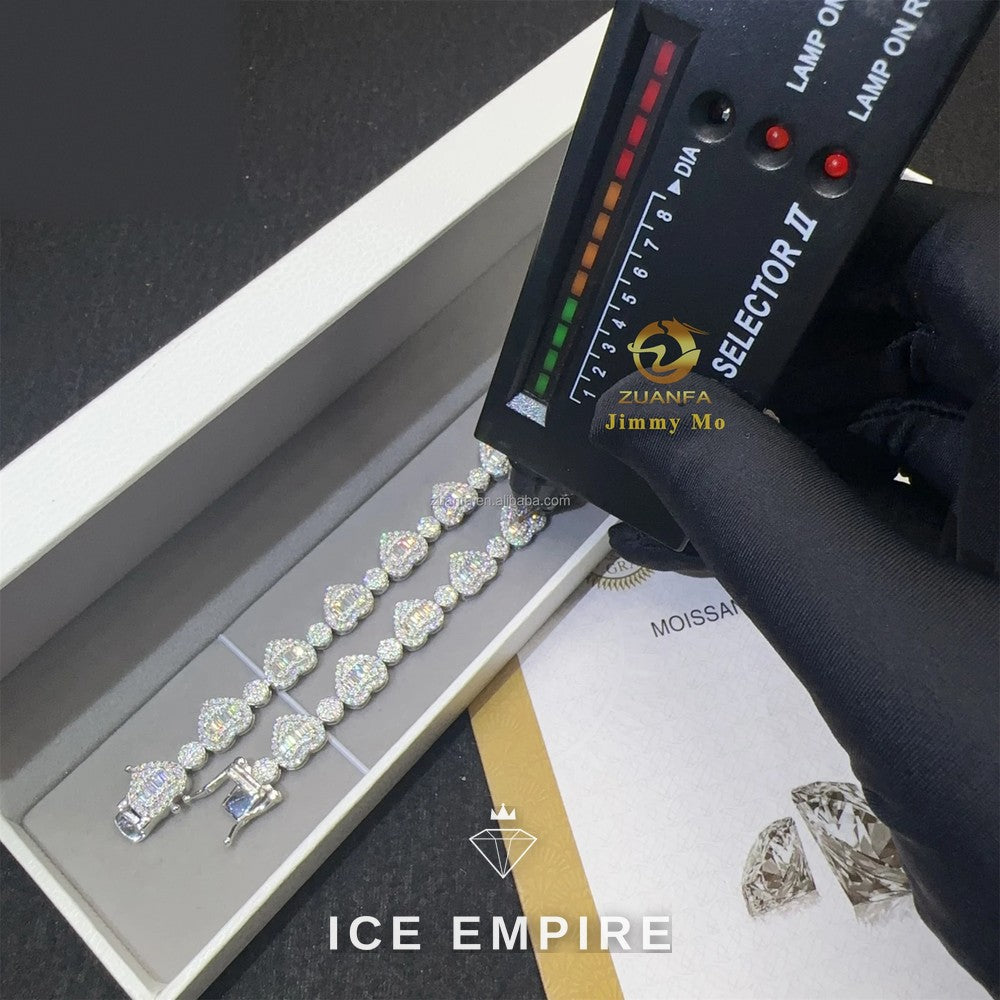 Iced Out Heart Gold Plated Moissanite Tennis Chain