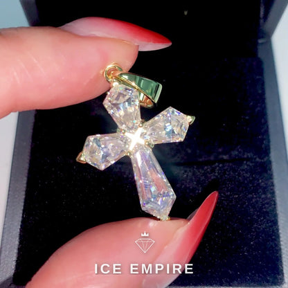 Iced Out Cross 925 Silver Moissanite Pendant