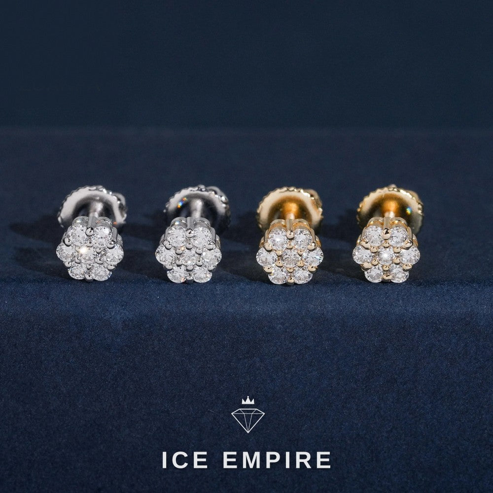 Iced Out Cluster Rose Gold Plated Lab Grown Diamond Earrings