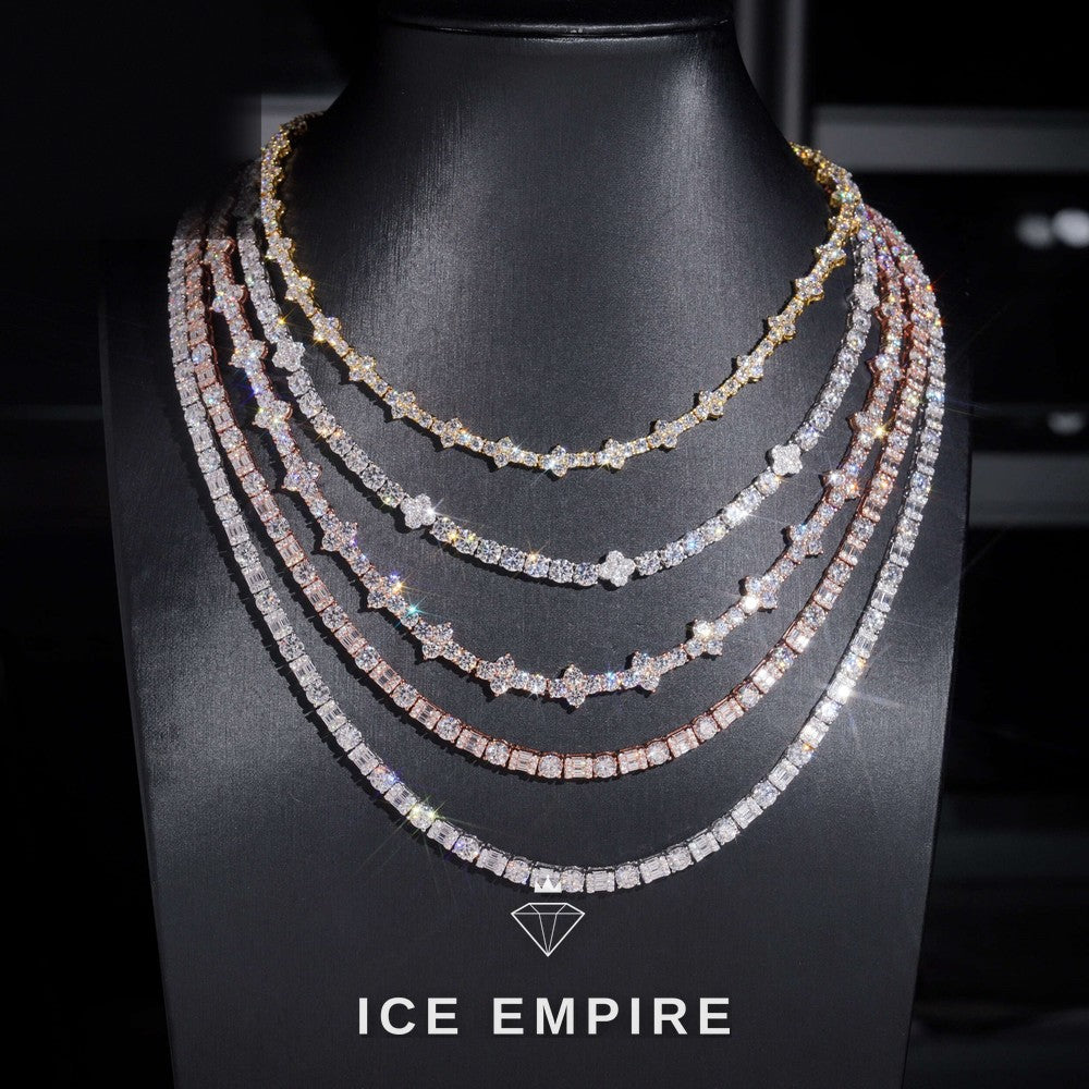 Iced Out Cross Rose Gold Plated Moissanite Cuban Chain