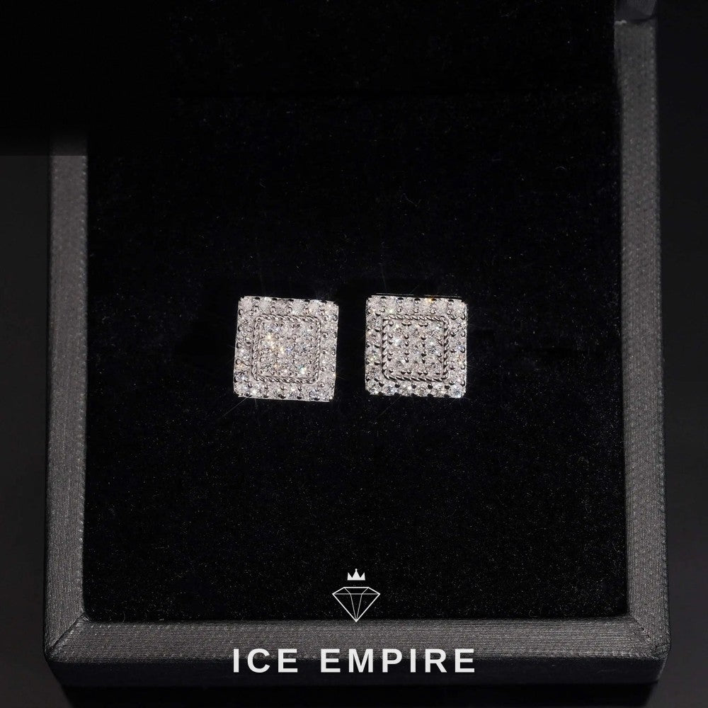 Iced Out 925 Silver Moissanite Stud Earrings