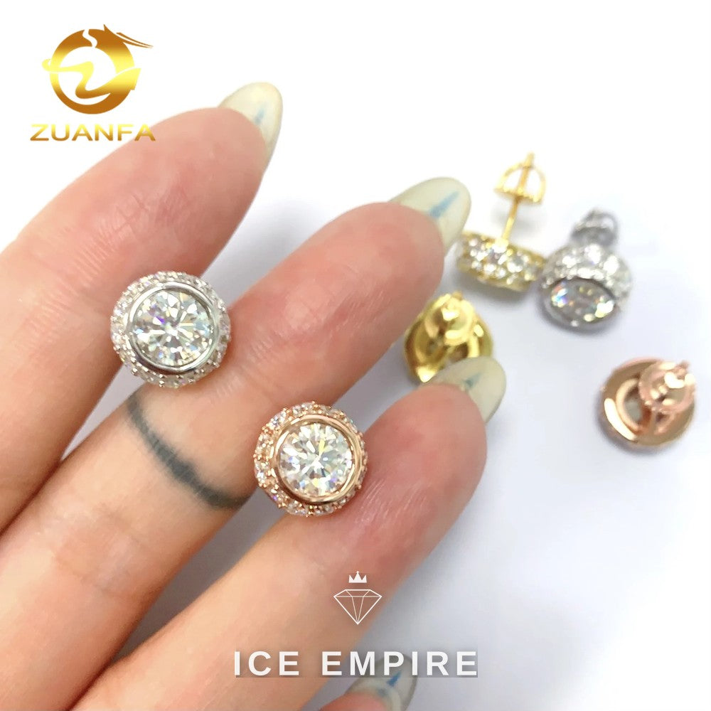 Iced Out 925 Silver Moissanite Stud Earrings