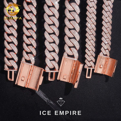 Iced Out Rose Gold Plated Moissanite Cuban Chain