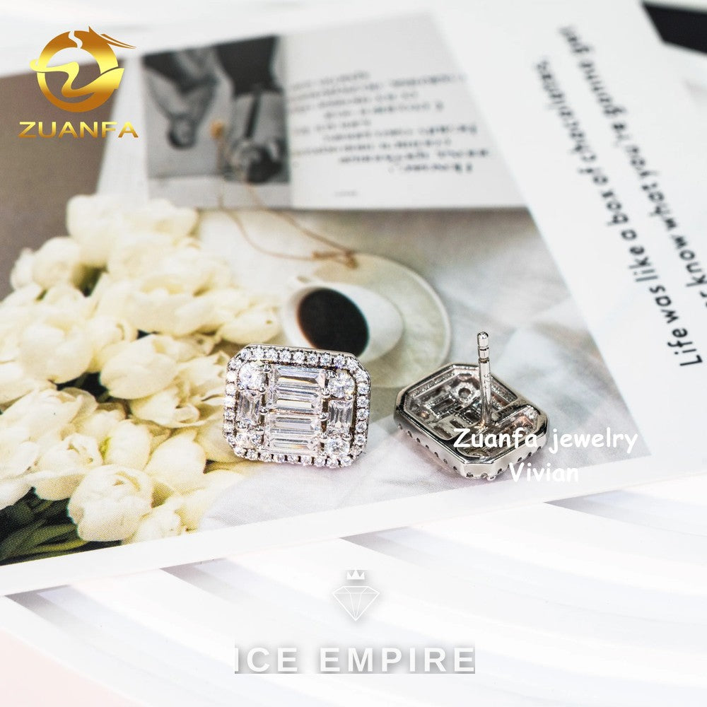 Iced Out 925 Silver Moissanite Earrings