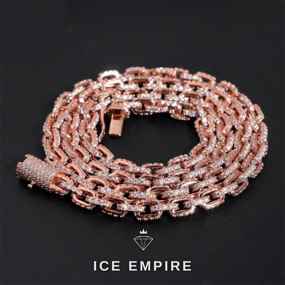 Iced Out Rose Gold Plated Moissanite Cuban Chain